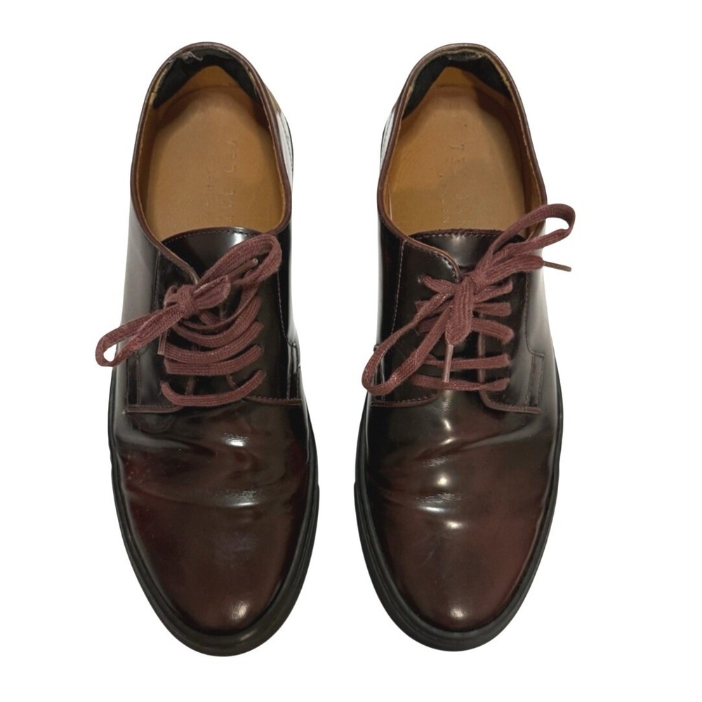 Ted Baker London Mens Burgundy Polished Leather Derby Size 9 Dress Sneakers
